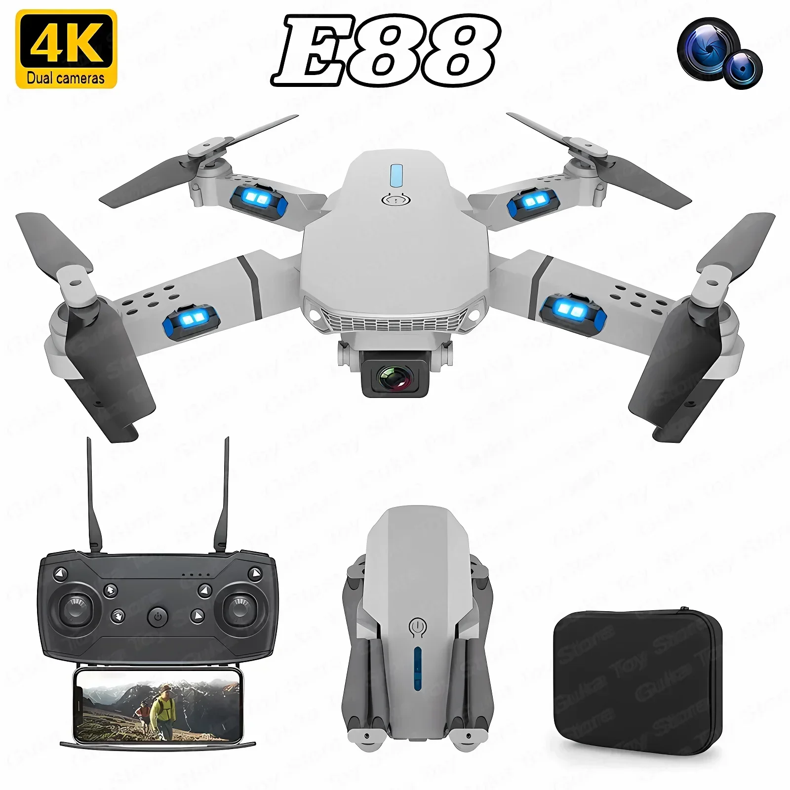 Drone Camera Night Vision - E88 프로 와이파이 FPV 드론, 광각